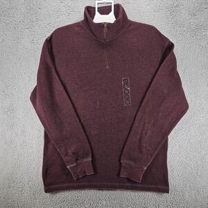 New Red Head Brand Co‎ Mens Sweater Large Burgandy Red Long Sleeve 1/4 Zip